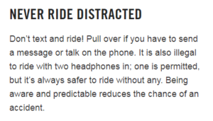 BIKETOWN's website's description of rules relating to headphones, which doesn't accurately represent Oregon bike law