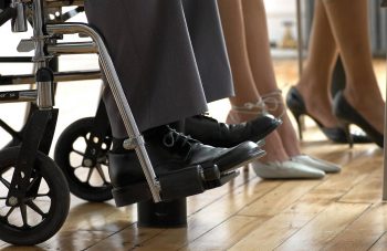 Shot of man's feet in wheel chair