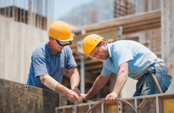 Construction works laying wire