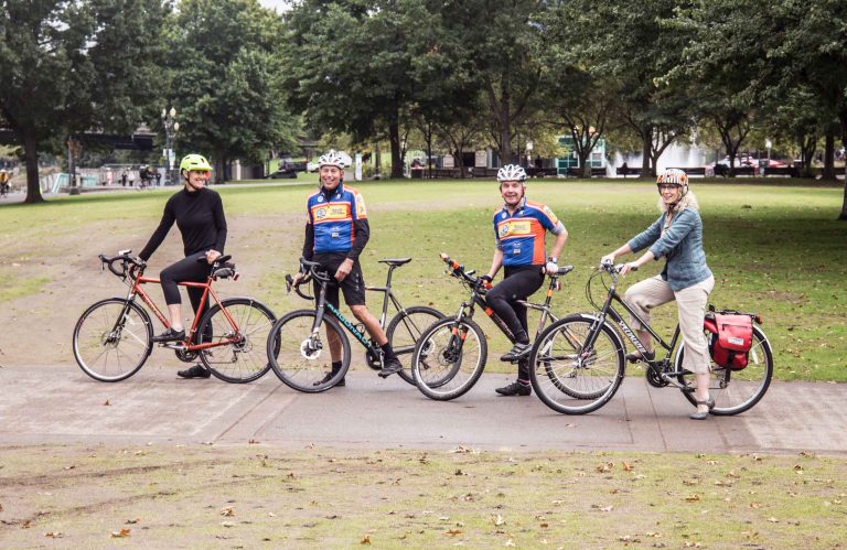 Attorneys riding bicycles.