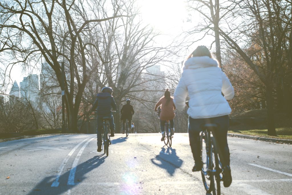 Bikers on a sunny winter day