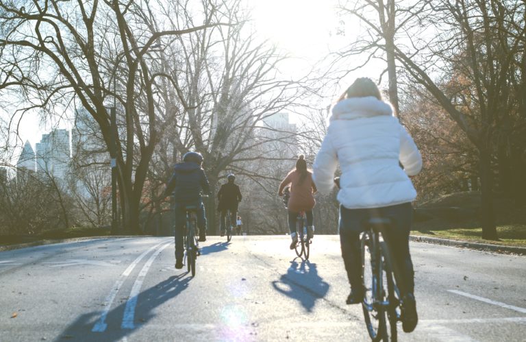 Bikers on a sunny winter day